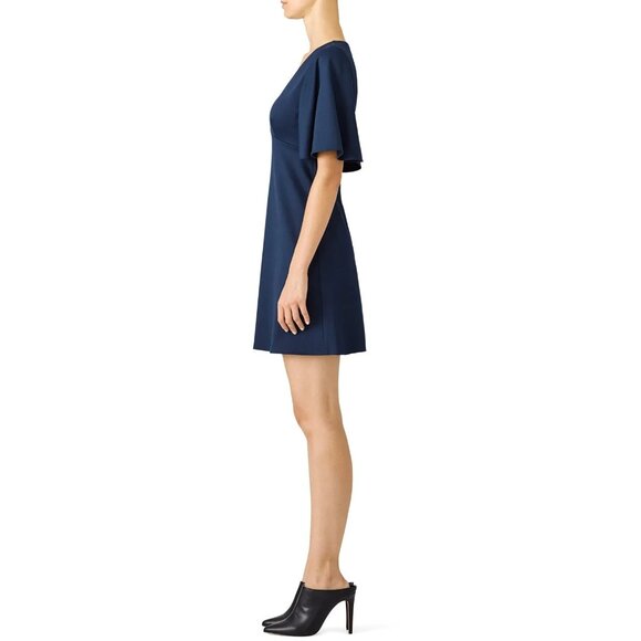 NEW AMANDA UPRICHARD Navy Blue Flutter Slv stretch V-Neck Mini Boca Dress Size S - Picture 3 of 10
